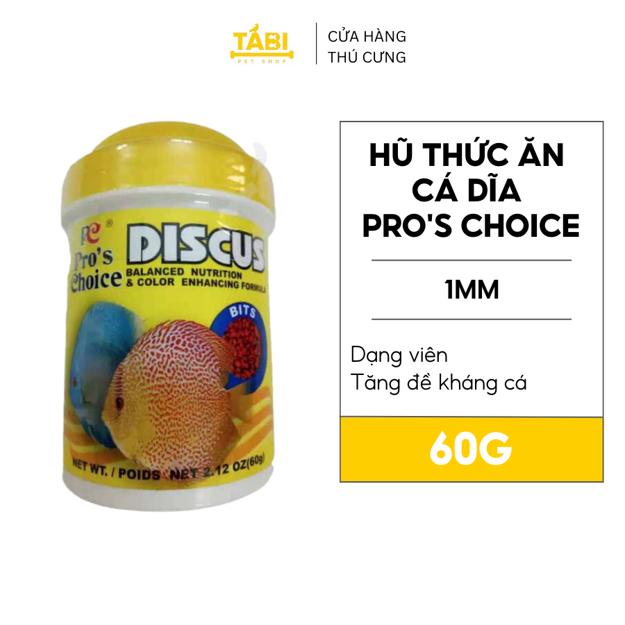 Hũ Thức Ăn Cá Dĩa Pros Choice 60g (Dạng Viên) - Thức Ăn Cá Đĩa Cao Cấp