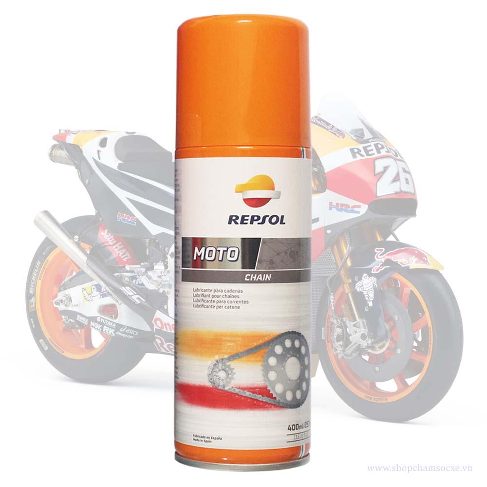 [HCM]Chai xịt bảo dưỡng sên cao cấp sên phốt cao su Repsol MOTO Chain Lube 400ml