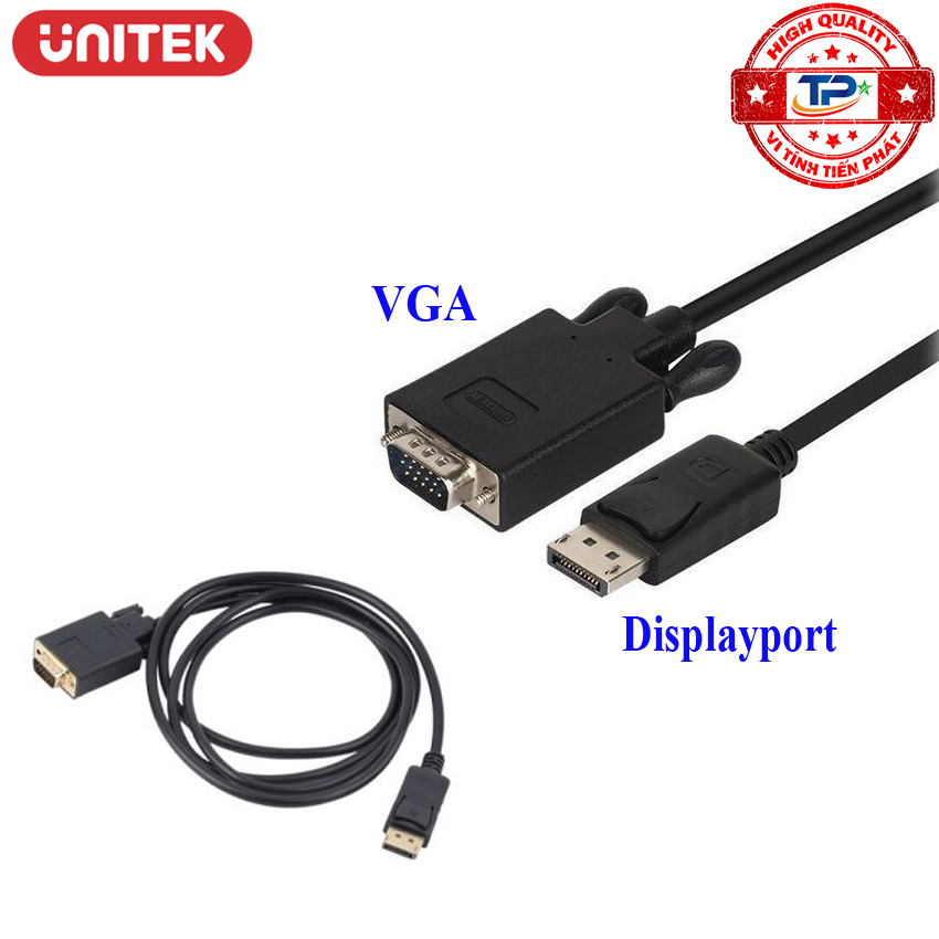 Cáp chuyển displayport to vga unitek y-5118f phân giải full hd