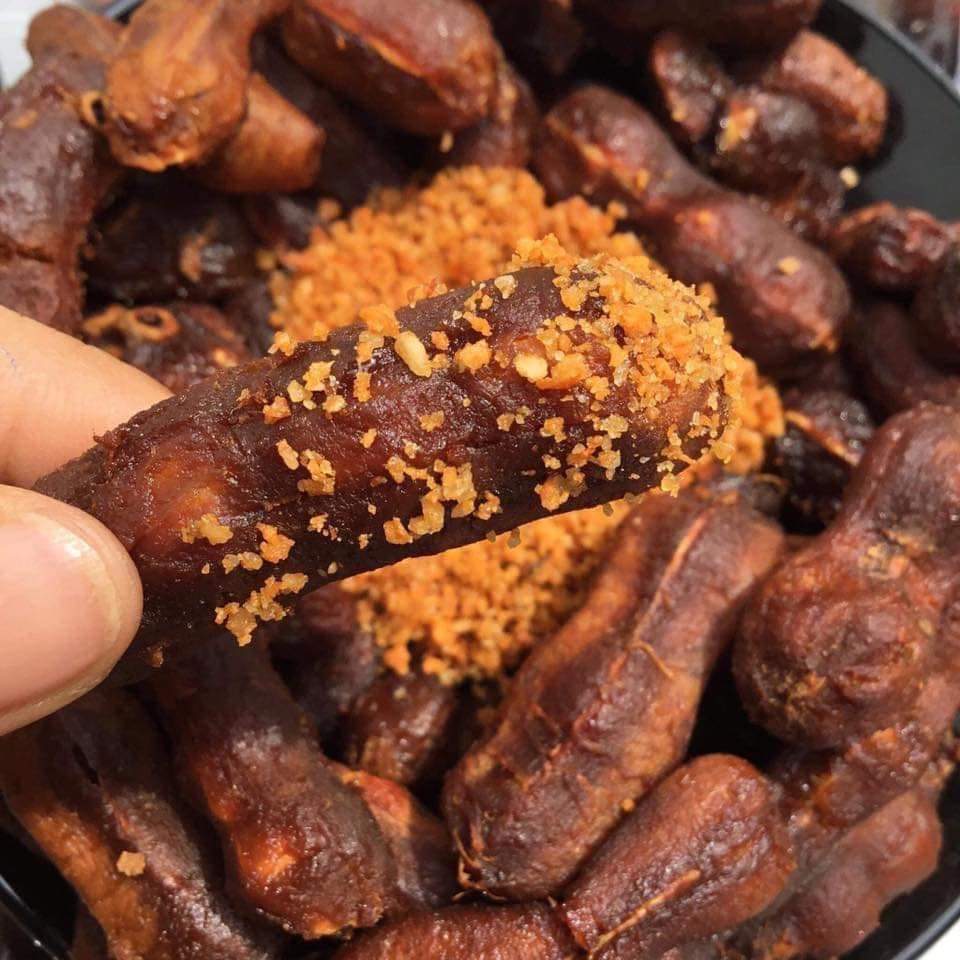 Combo 2 hộp me lào muối ớt 1 nắng 1kg tặng kèm muối ớt tôm