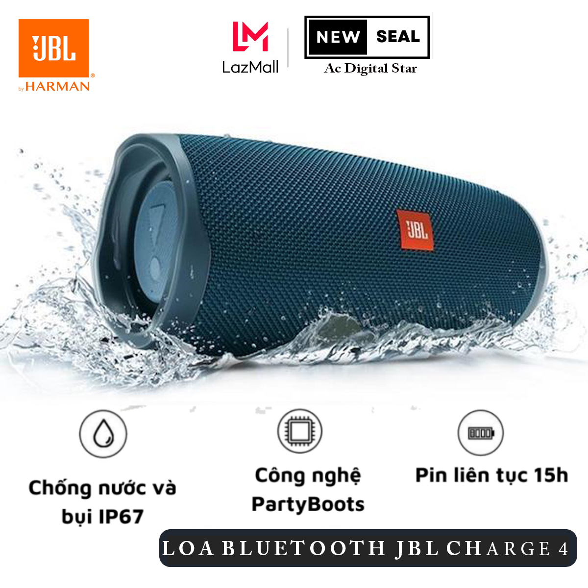 Loa Bluetooth JBL Charge 4, Loa Bluetooth không dây Công Suất Lớn