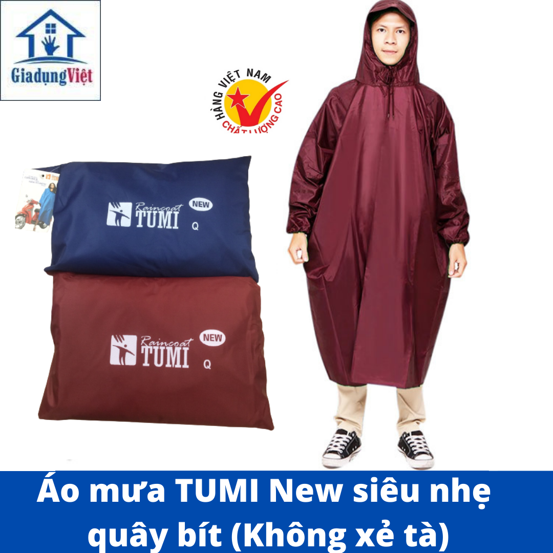 Áo mưa TUMI New siêu nhẹ quây bít không xẻ cạnh