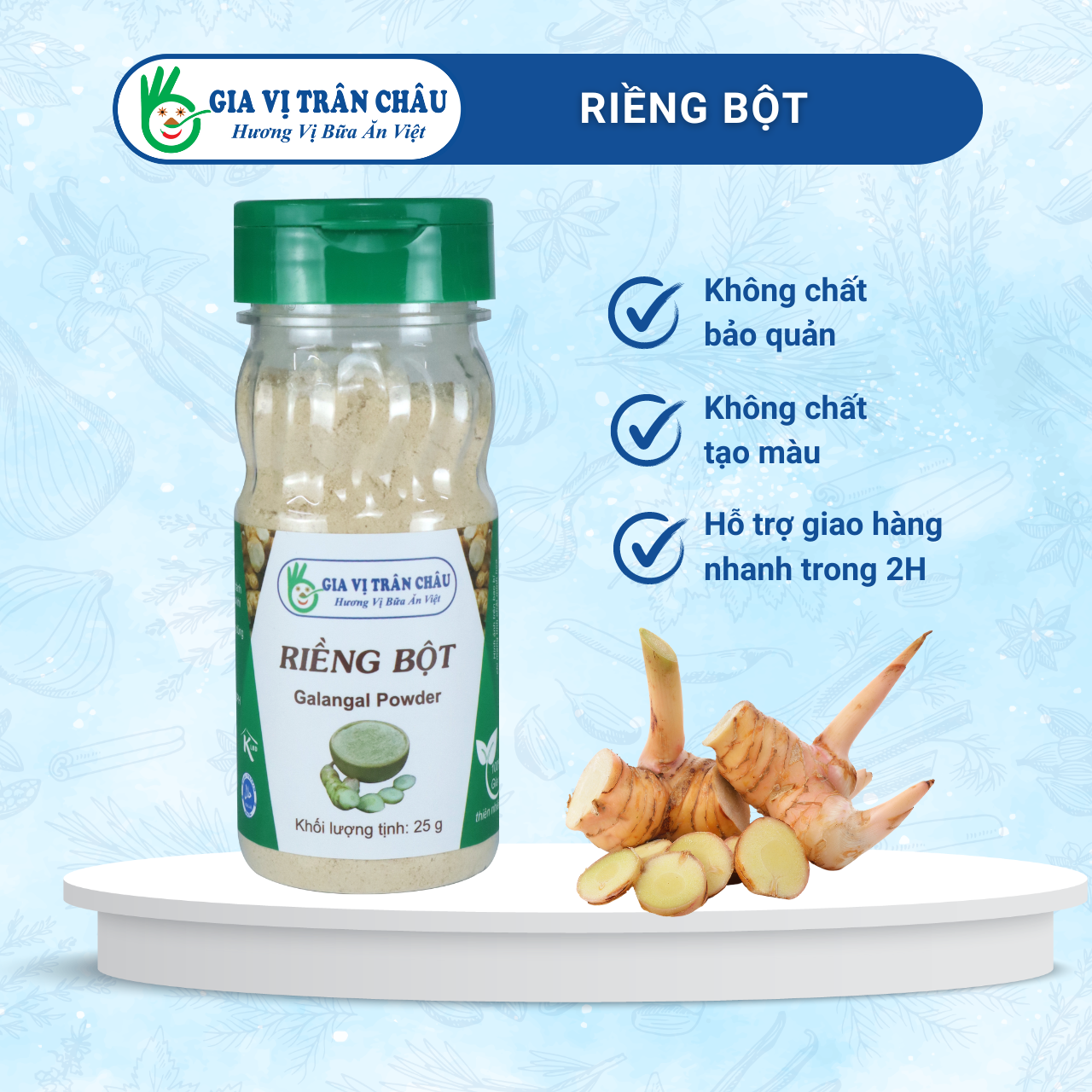Riềng bột trân châu | hũ nhựa 25g, 100% từ tự nhiên