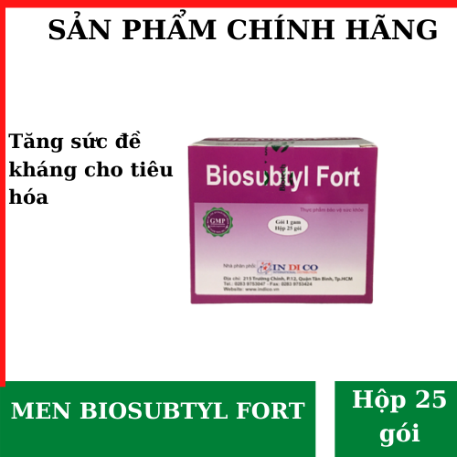 BIOSUBTYL FORT- Bổ sung men vi sinh và L - Lysin cho cơ thể, hỗ trợ giảm rối loạn tiêu hóa do loạn khuẩn đường ruột, do dùng kháng sinh kéo dài - Hộp 25 gói