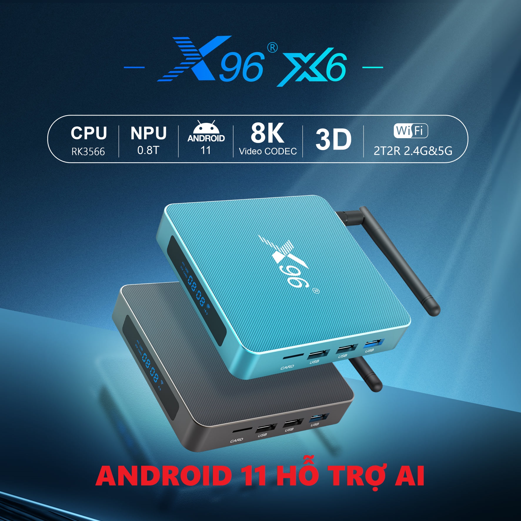 Android tv box x96 x6, android 11, ram 8gb, bộ nhớ 64gb, cpu 64bit rk3566, wifi 2t2r bằng tần kép 2.4/5ghz, bluetooth 5.0, cấu hình cực mạnh