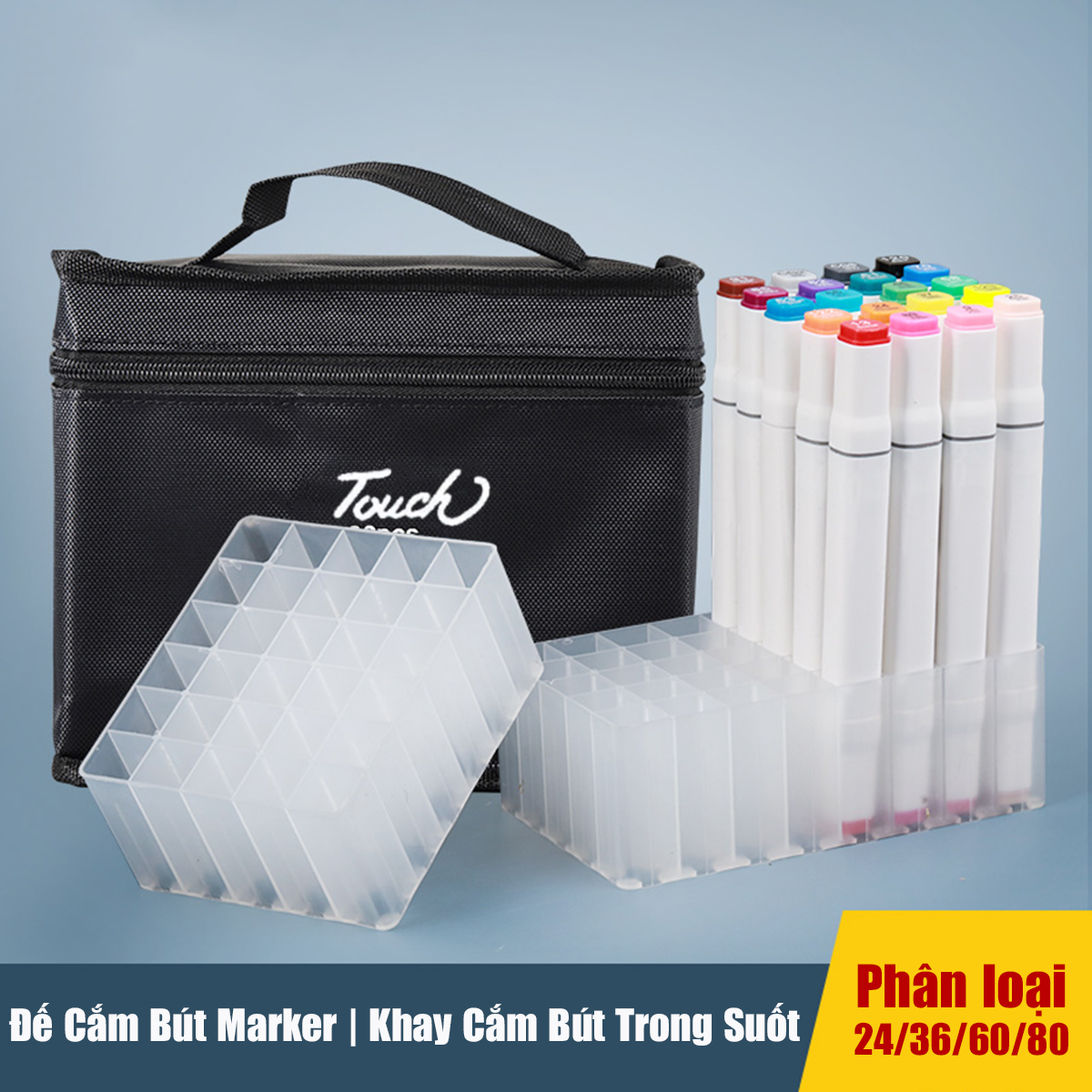 Đế Cắm Bút Marker 24/36/60/80, Khay Cắm Bút Trong Suốt - Phụ Kiện Văn Phòng Phẩm