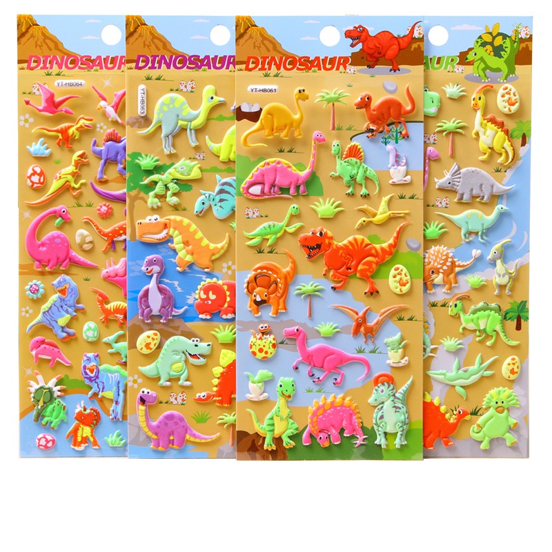 Sticker 3D chống thấm hình khủng long dán cho bé đồ chơi dán giải trí học thêm về khủng long