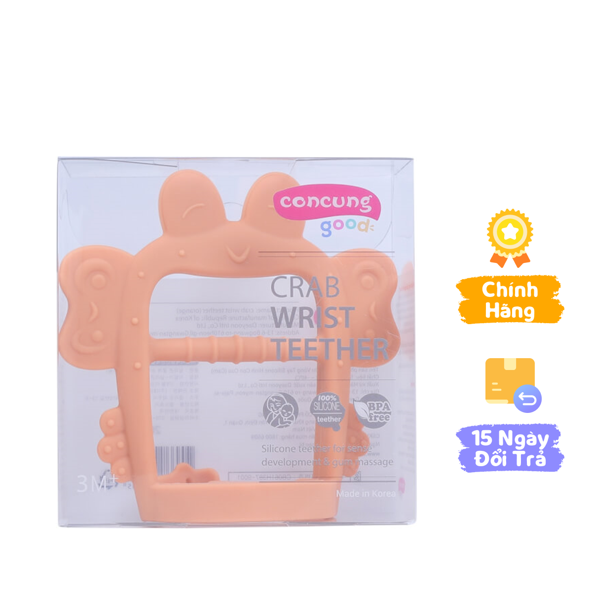Gặm nướu vòng tay silicone con cua ConCung Good - Cam