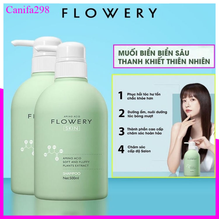 Combo dầu gội, dầu xả nước hoa muối biển Flowery 500ml