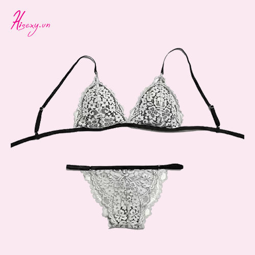 Hisexy b74 set đồ lót bralette sexy lụa satin cao cấp thiết kế gọng mỏng kiểu quần v