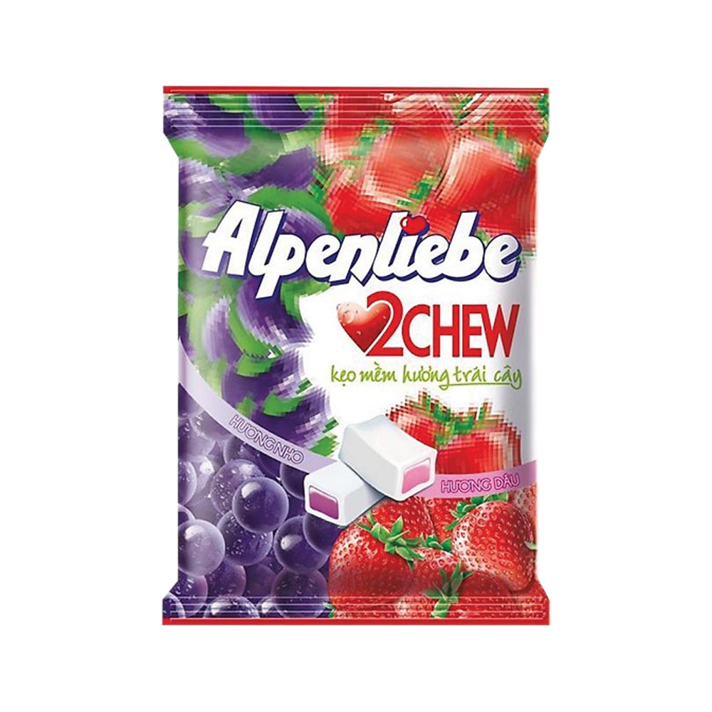 Combo 2 Gói Kẹo Mềm 2 Chew Hương Dâu và Nho Alpenliebe (2 gói x 87,5g), Bách hóa Minh Anh