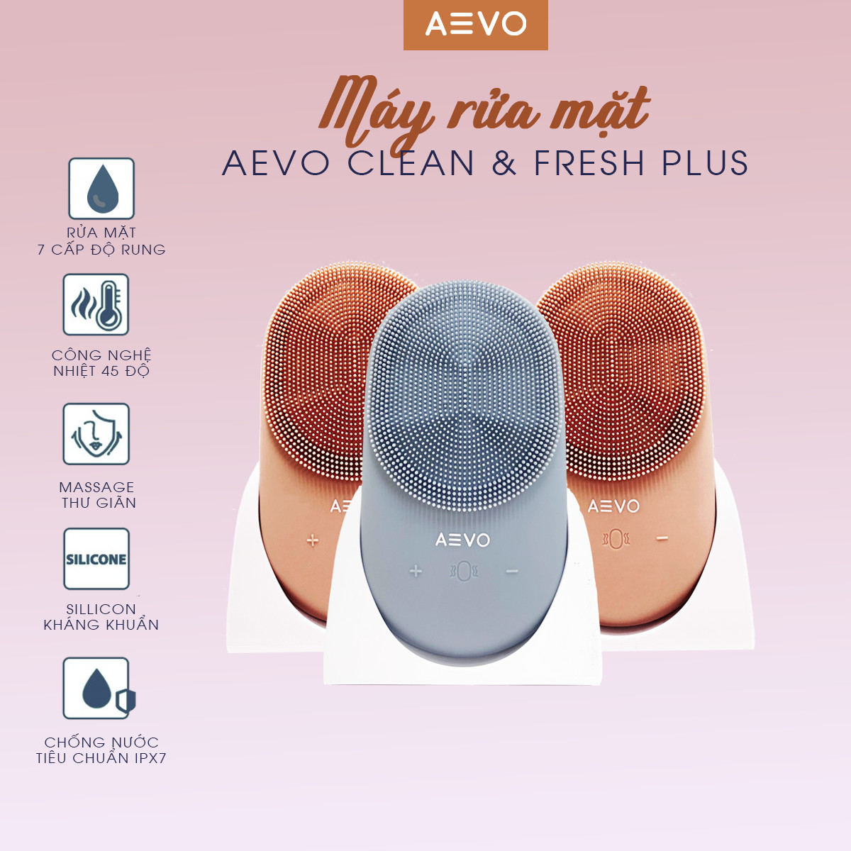 Máy Rửa Mặt Massage Nhiệt AEVO Clean and Fresh Plus làm sạch sâu massage đẩy dưỡng chất