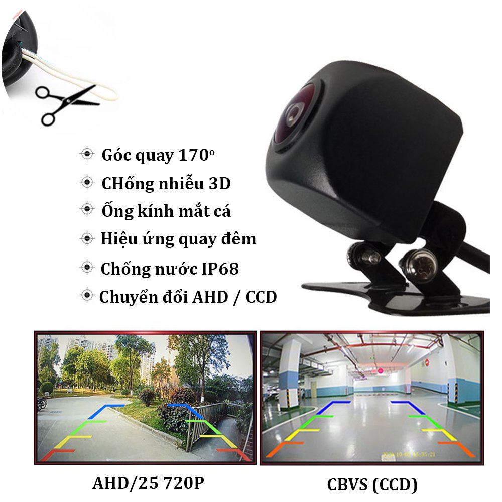 Camera lùi ô tô hq156 đa năng chuyển đổi ahd/ccd