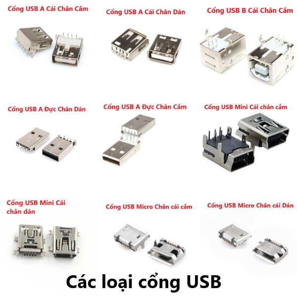 Gói 10 cái, 5 cái , 1 cái cổng usb a cái chân cắm, chân dán, usb a đực, usb b cái cắm, usb mini, usb micro cái căm, dán