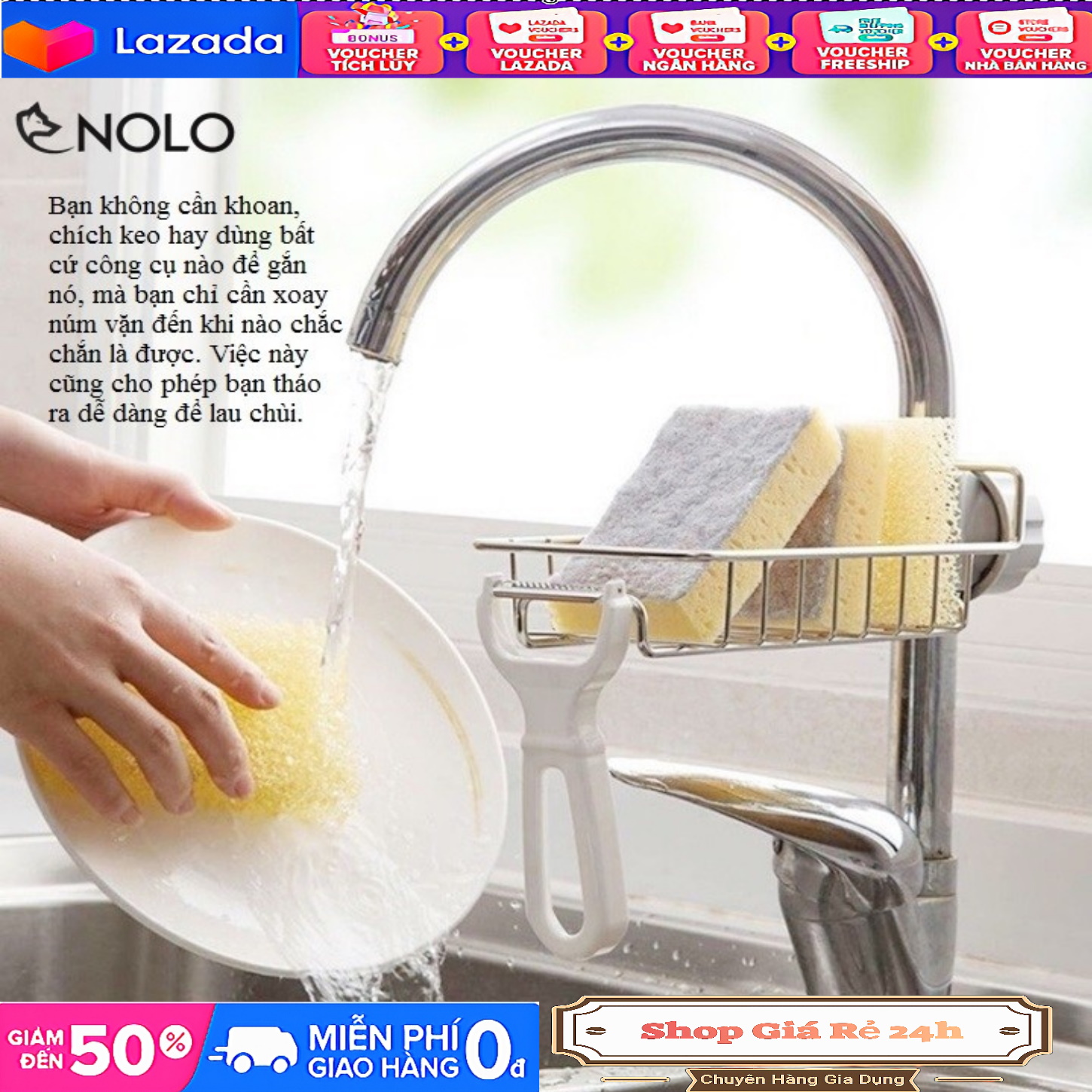 Giá kệ để miếng rửa chén bằng inox 304