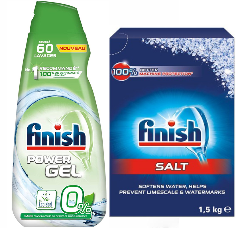Nước rửa bát bát hữu cơ Finish Gel 900ml hoặc muối Finish 1.5kg