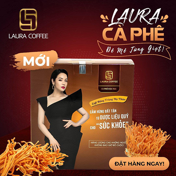 Combo 15 Hộp Cà phê hoà tan thảo dược Đông trùng hạ thảo; Nấm Linh Chi Laura Sunshine Nhật Kim Anh