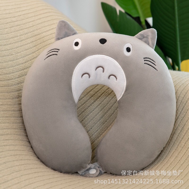 Gối kê cổ chữ u totoro xám