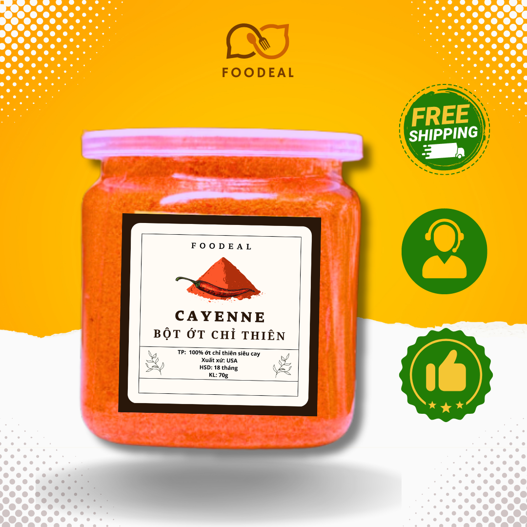 500g Bột ớt chỉ thiên siêu cay - Cayenne Powder siêu cay nhập khẩu - Bột ớt mịn cay - bột gia vị nấu ăn ướp thịt FOODEAL
