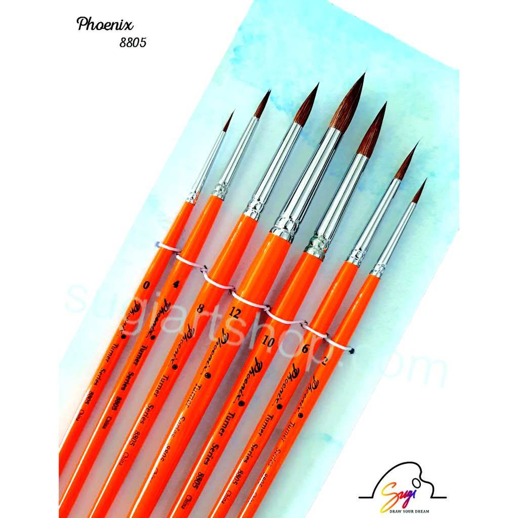 Bộ cọ đầu phọn Phoenix 8805, 7 cây đầu nhọn, cọ lông sóc