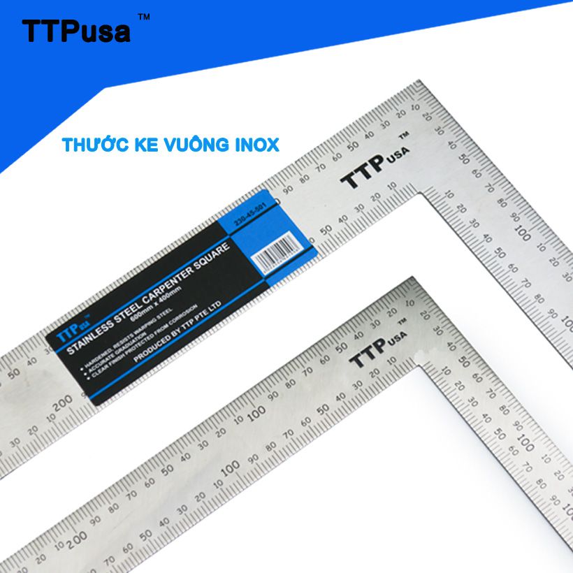 Thước ke vuông inox TTPusa hệ Met
