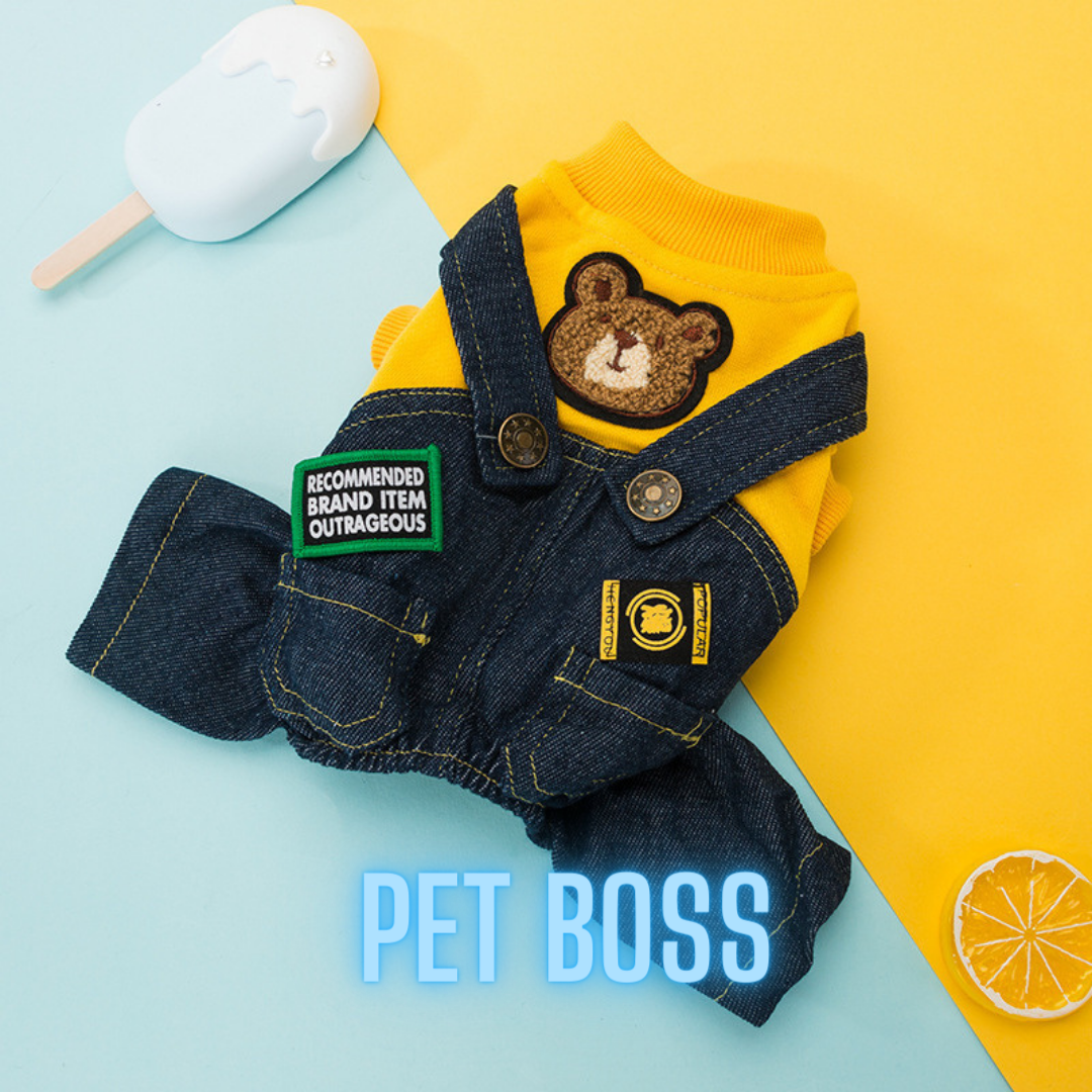 Set áo quần jean cho chó mèo, áo cho chó mèo