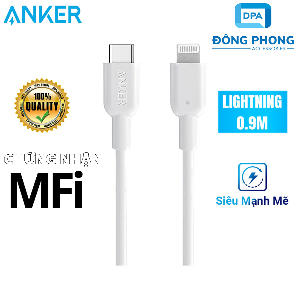 Cáp sạc nhanh anker type c to lightning a8632 powerline ii dài 0.9m siêu bền