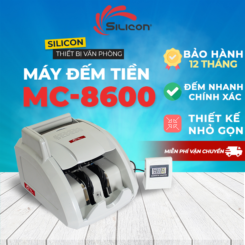Máy đếm tiền mini nhập khẩu silicon mc-8600 tốc độ đếm 1000 tờ/ phút - tự nhận biết mệnh giá - công nghệ mỹ - bảo hành điện tử toàn quốc 12 tháng