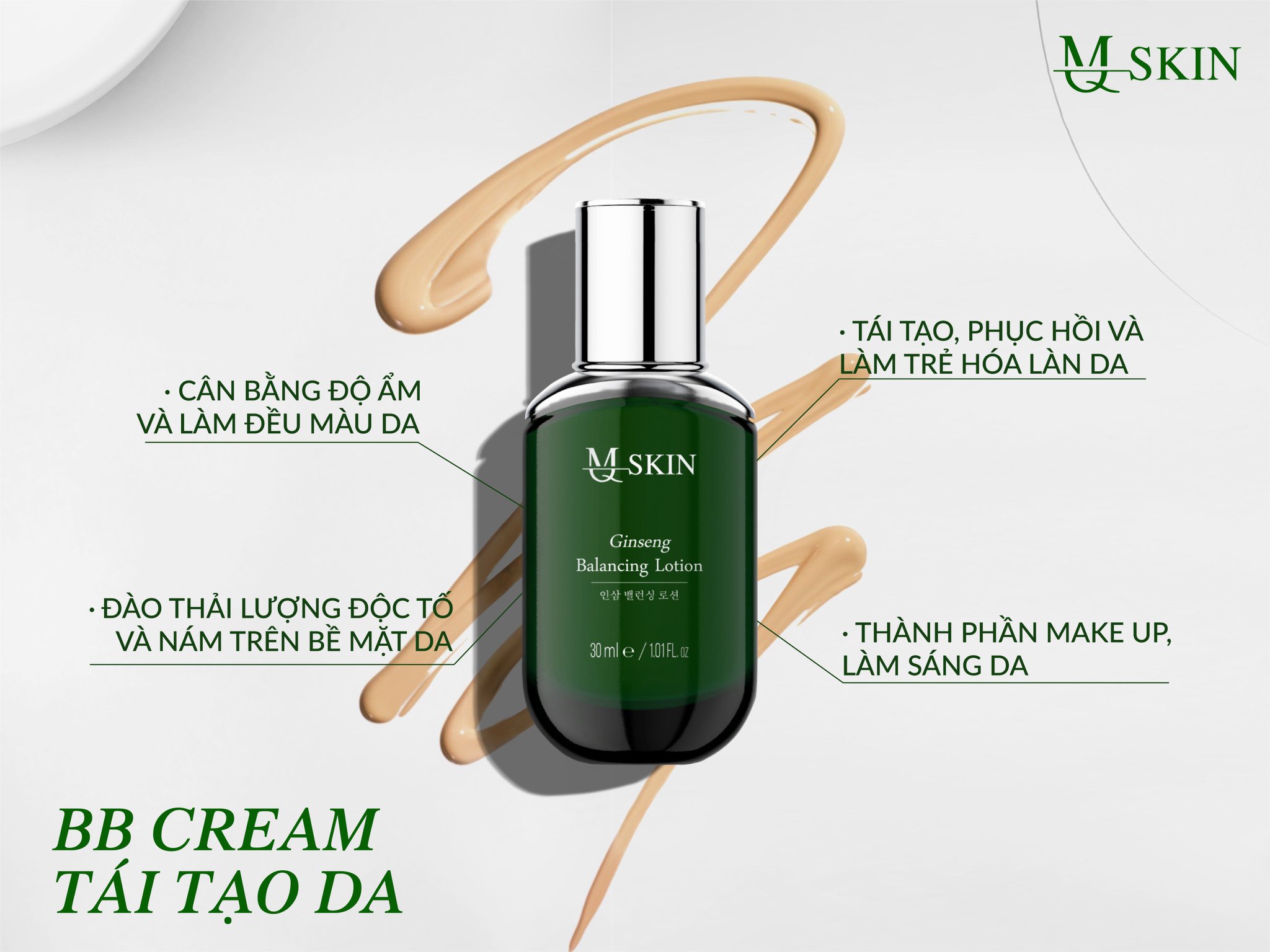 Kem BB nhân sâm tái tạo da MQ Skin Ginseng Balancing Lotion 30ml