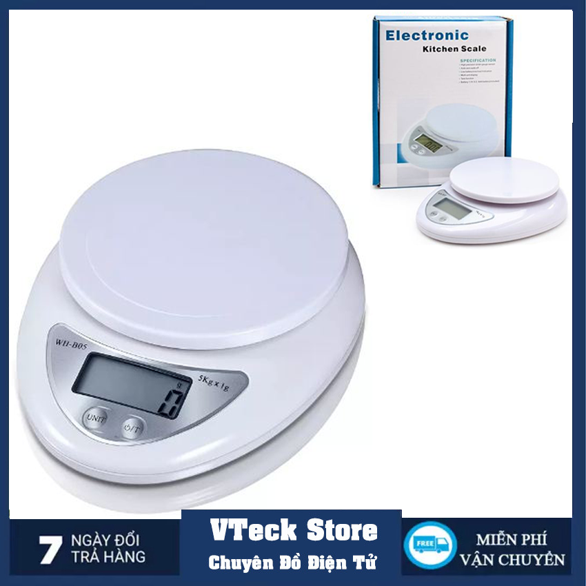 Tặng 2 Pin) CÂN ĐIỆN TỬ mini ĐỂ BÀN 5KG - Cân điện tử nhà bếp