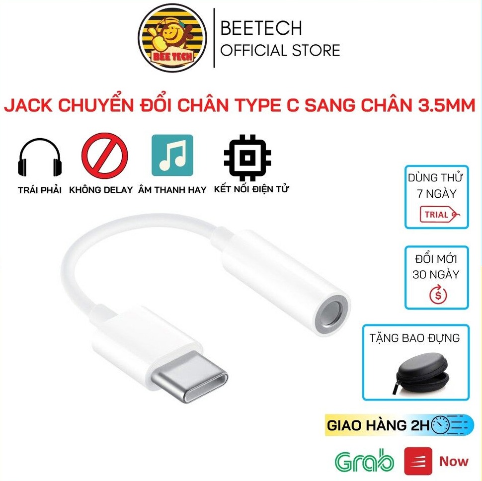 Jack chuyển đổi chân type C thành cổng tai nghe 3.5mm hỗ trợ mic JBT01C - Beetech