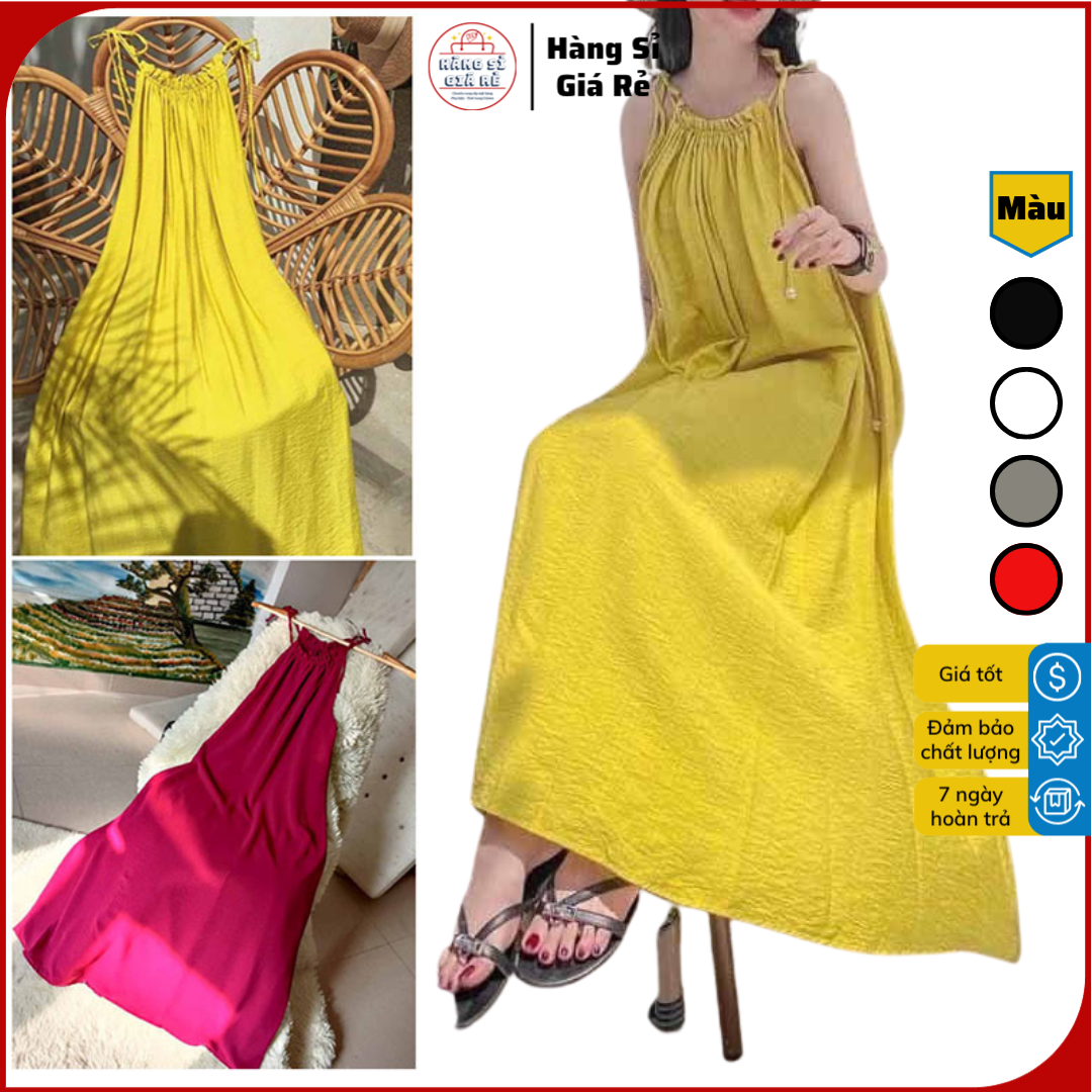 Đầm maxi nữ , đầm đi biển siêu xinh đẹp có 3 màu tím , trắng , vàng m02 01