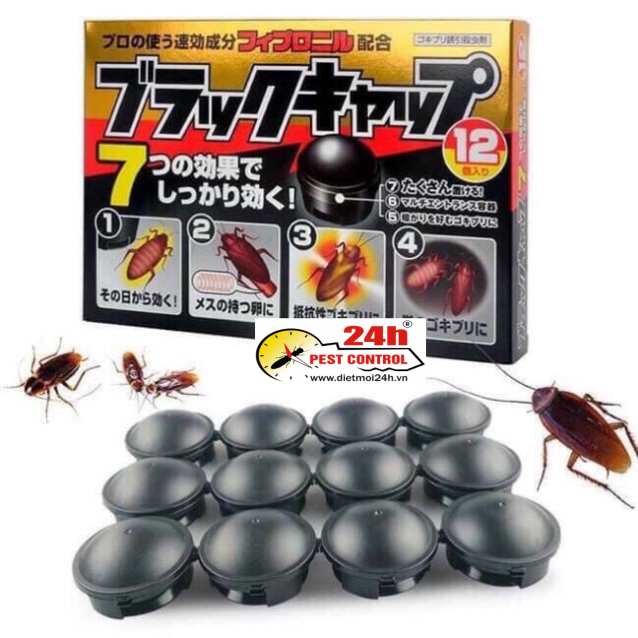 Diệt gián Nhật Bản hộp 12 viên, thuốc diệt gián tận gốc an toàn, không mùi, hiệu quả