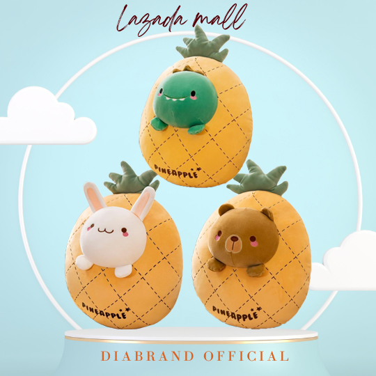 Gấu Bông Trái Cây Qủa Dứa Hình Mặt Thú Cưng Size 45cm-30cm (4 Mẫu)