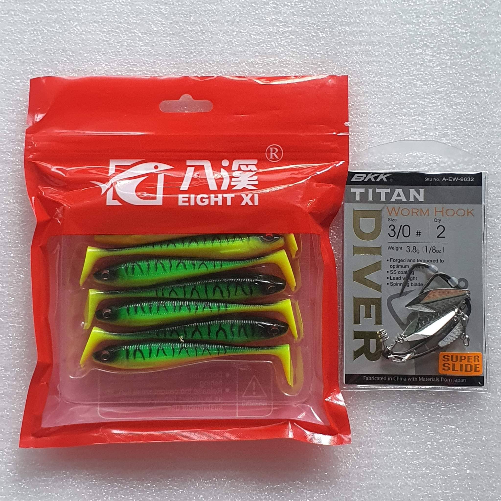 Combo lưỡi thìa titan bkk + body mồi mềm nff 9cm