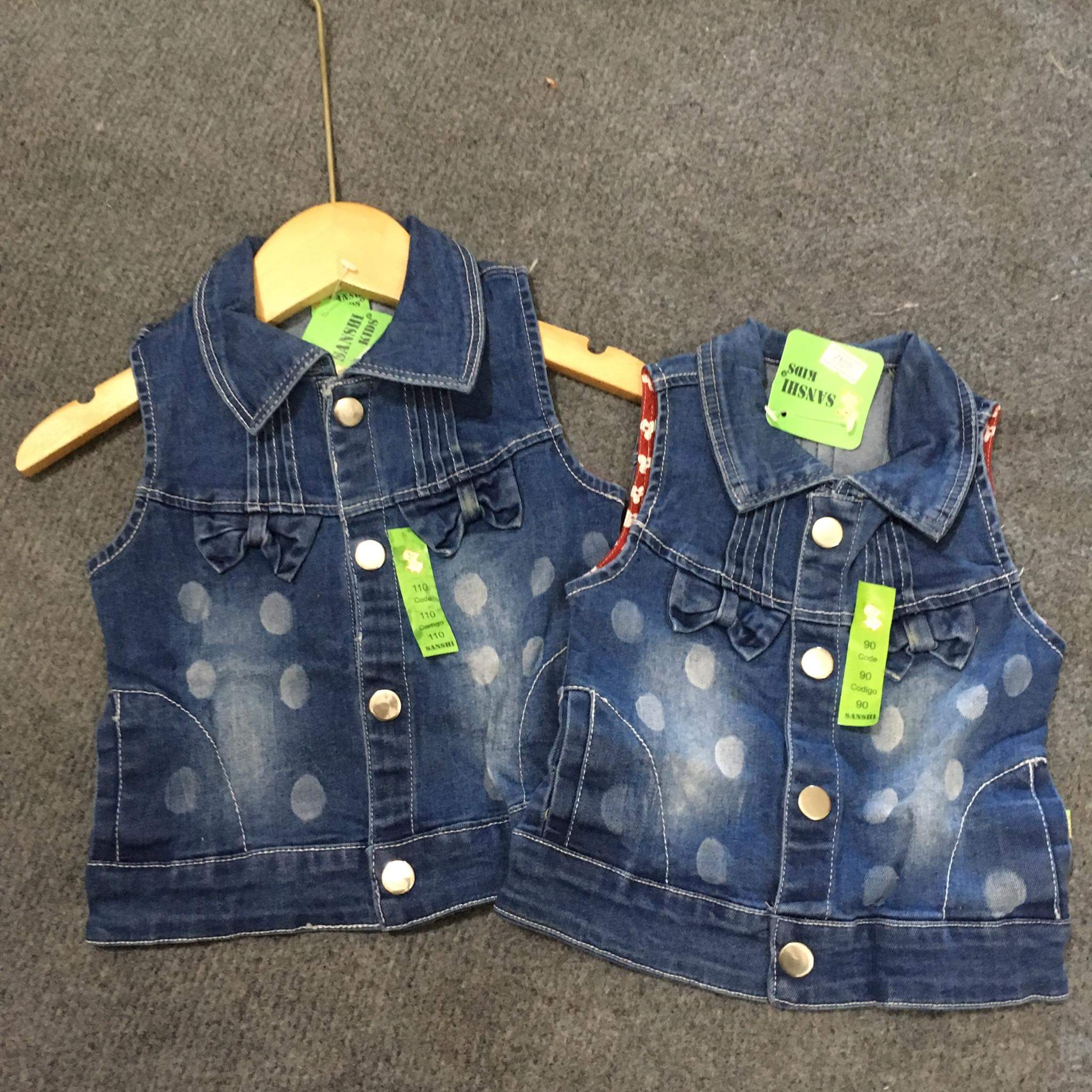 Áo jeans gile sành điệu thời trang cho bé gái 7-15kg