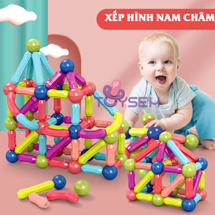 Đồ chơi xếp hình nam châm sáng tạo cho bé từ 3 tuổi Tensoger,  Đồ chơi lắp ráp ghép xây dựng kim tử tháp 3d, Quà tặng sinh nhật cho bé