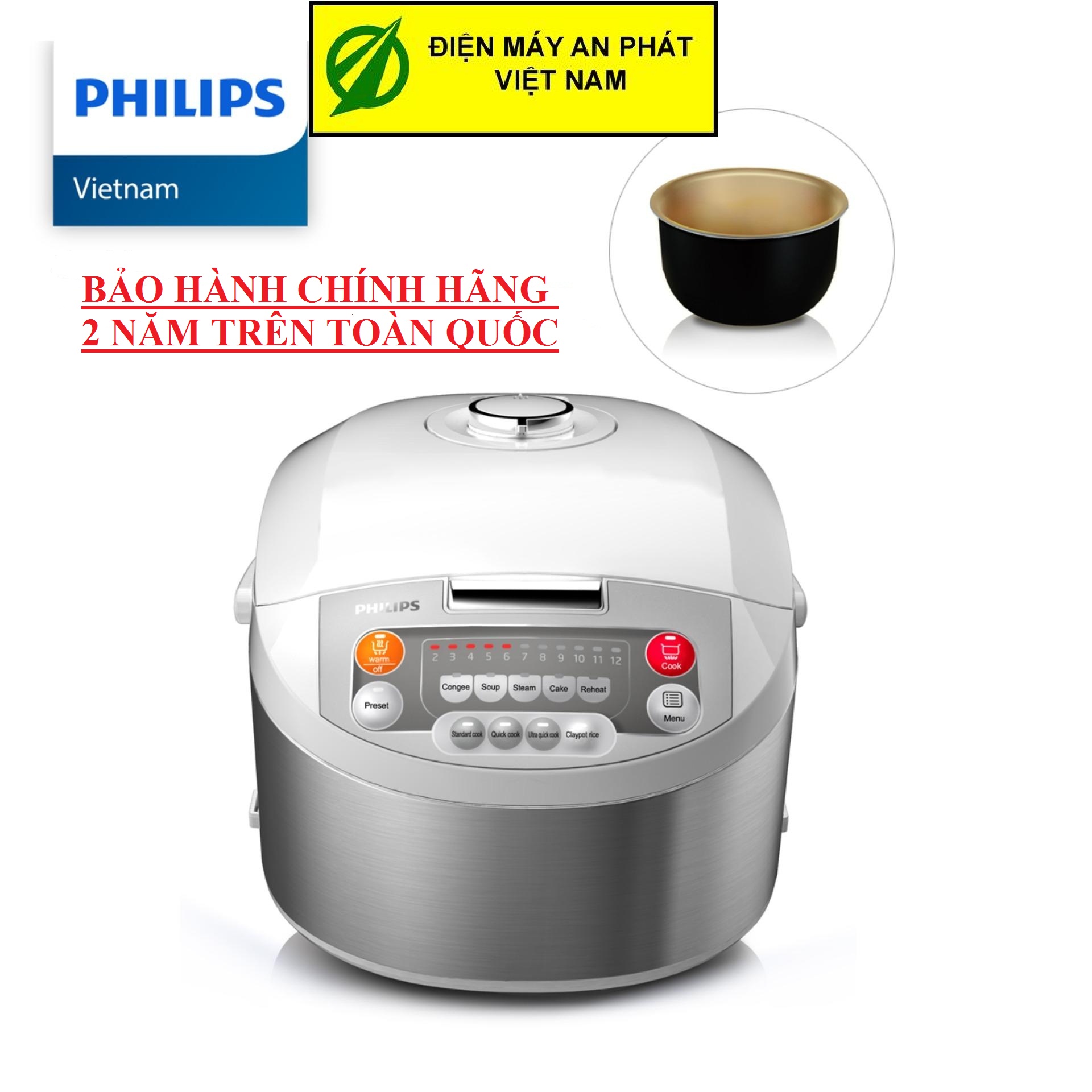 Nồi cơm điện Philips HD3038 1.8l  - Hàng Công ty - Xuất hóa đơn GTGT theo yêu cầu của Quý Khách - Sp bảo hành  2 năm trên toàn quốc