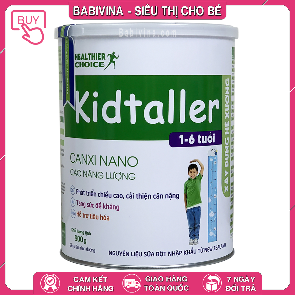 [CHÍNH HÃNG] Sữa Bột Kidtaller 900g | Trẻ Từ 1-6 Tuổi, Phát Triển Chiều Cao Vượt Trội | Babivina
