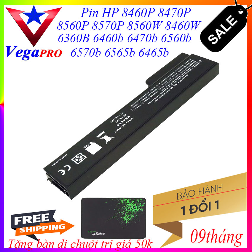 Pin Laptop HP elitebook,probook Vega Pro Chất lượng Bảo hành 1 đổi 1 trong 9 tháng Tặng Bàn di chuột 50k Dùng chung cho các mã 8460p 8470p 8560p 8570p 6460b 6560b 6470b 6570b