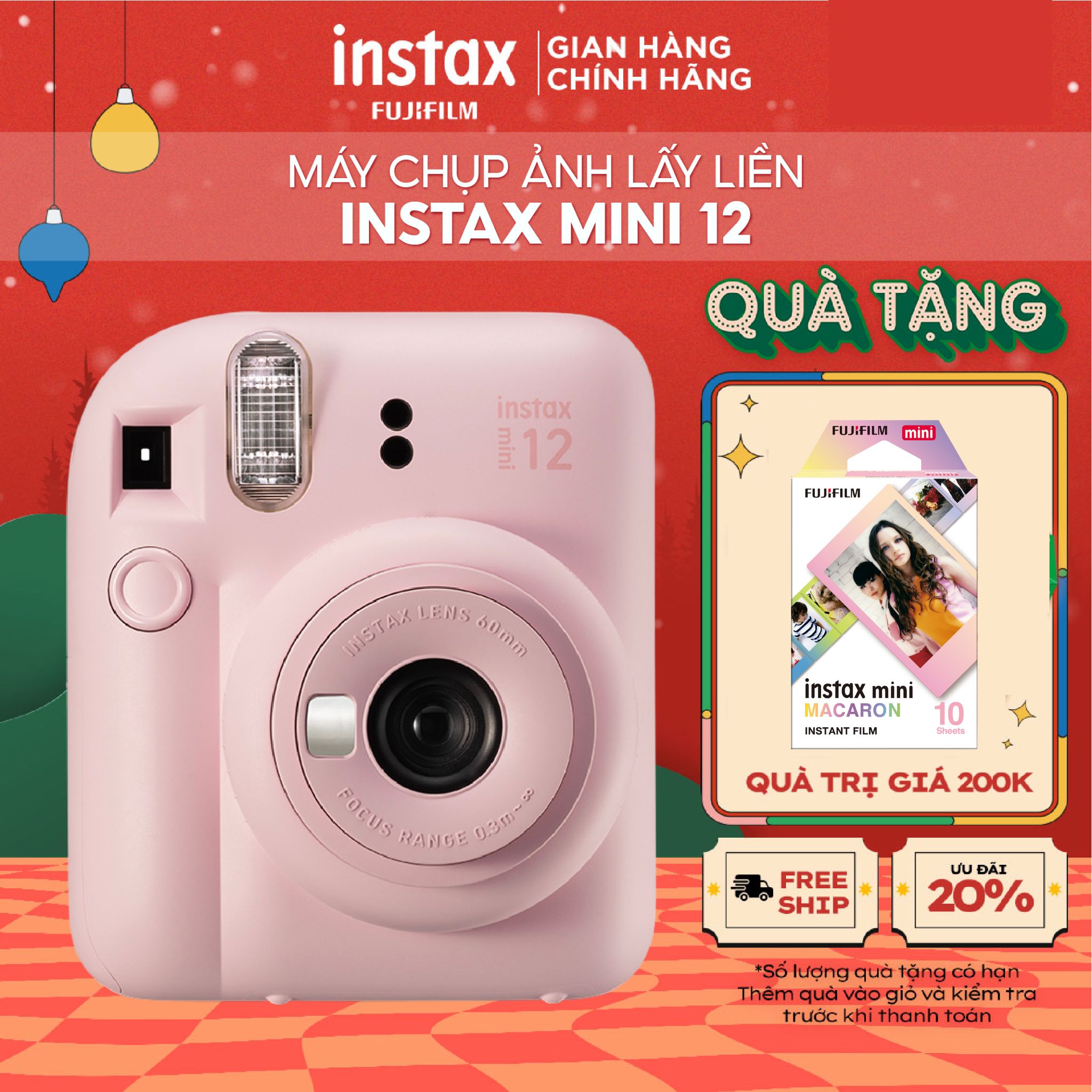 Máy Chụp Ảnh Lấy Liền Fujifilm Instax Mini 12 Bảo Hành 12 Tháng