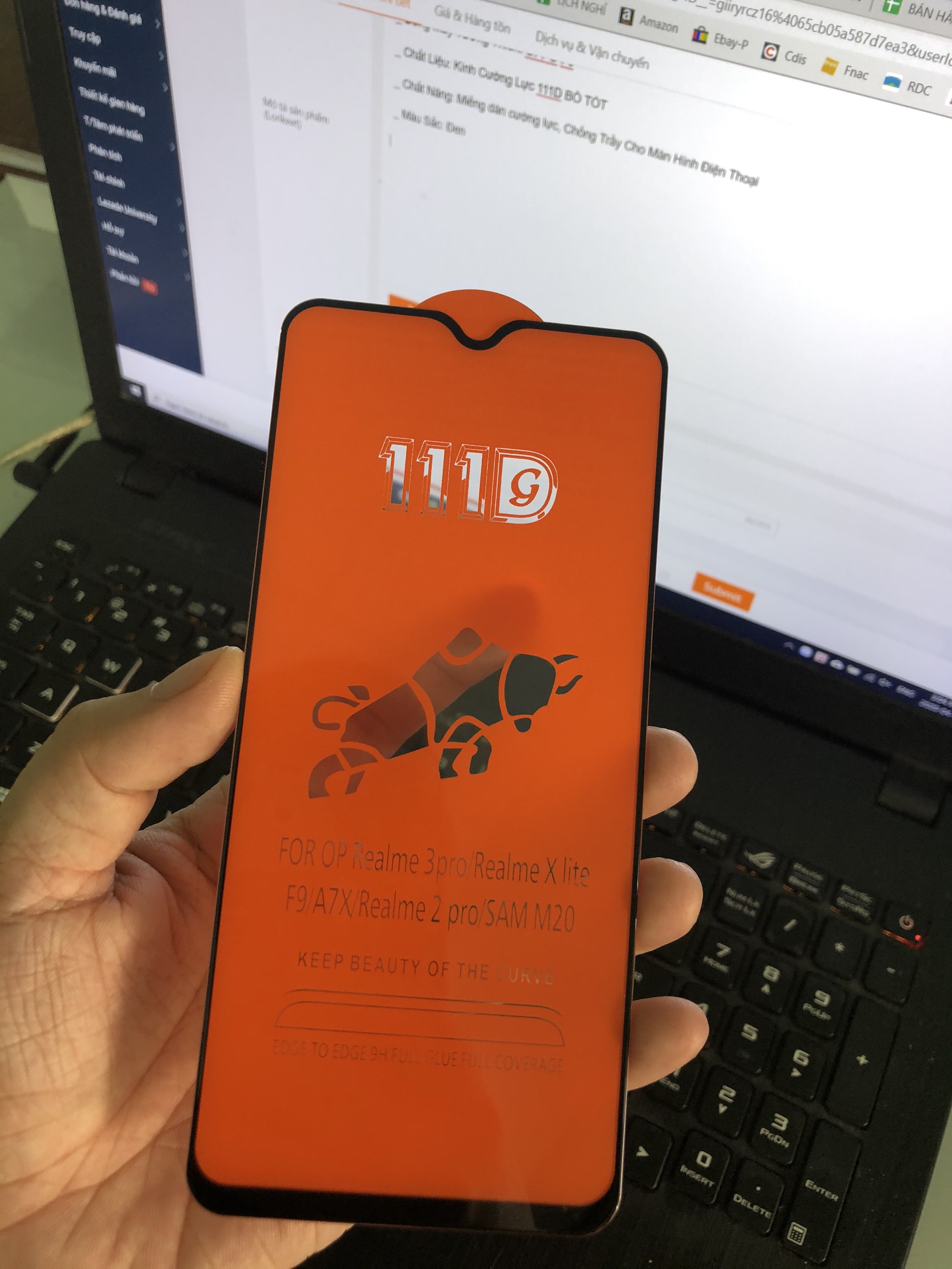 Kính Cường Lực OPPO F9 Bò Tót Full Keo Full Màn - Siêu Cứng - Chống Xước - Chống Nước - Màu Đen