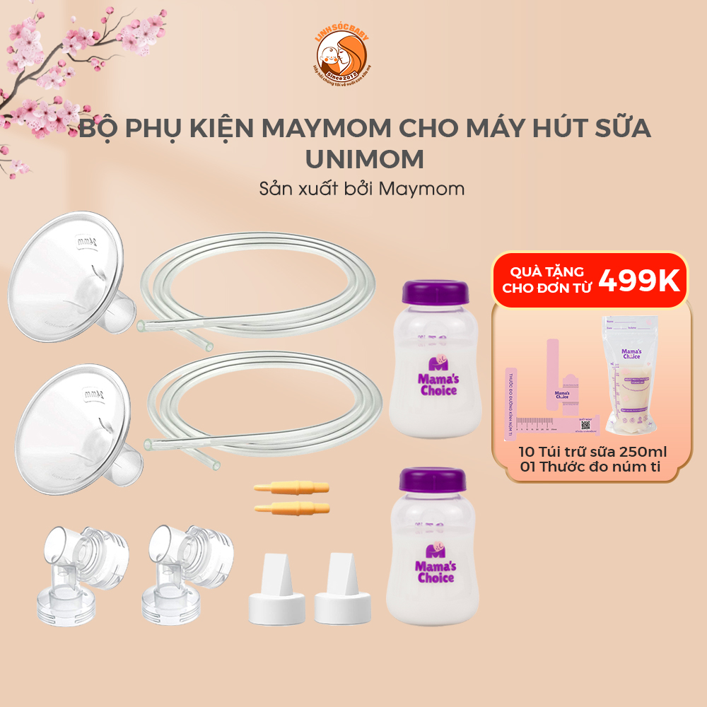 Phụ kiện máy hút sữa Unimom thương hiệu Maymom | Bộ phụ kiện tương thích máy hút sữa Real Bubee, Ichiko, Ameda