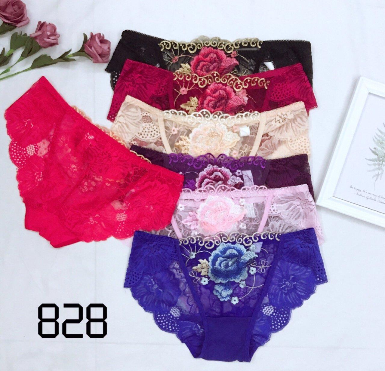 (BÁN SỈ) 10 quần lót ren hoa hồng 828 45-60kg