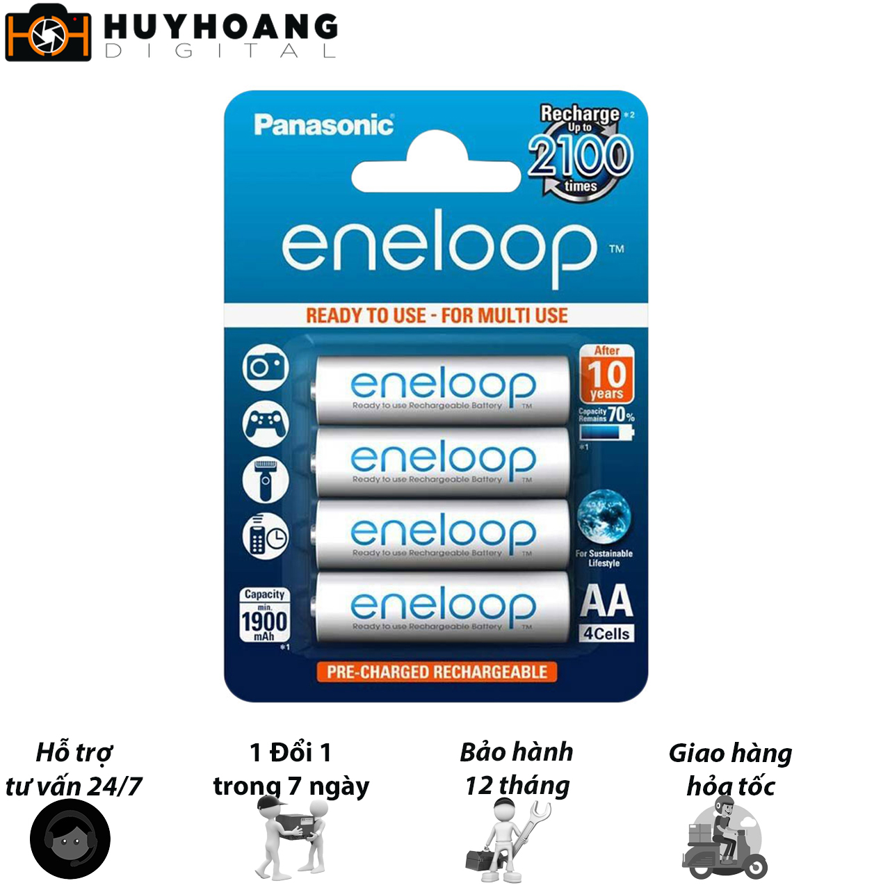 [HCM]Pin sạc AA Panasonic Eneloop 1900mah- Hàng chính hãng
