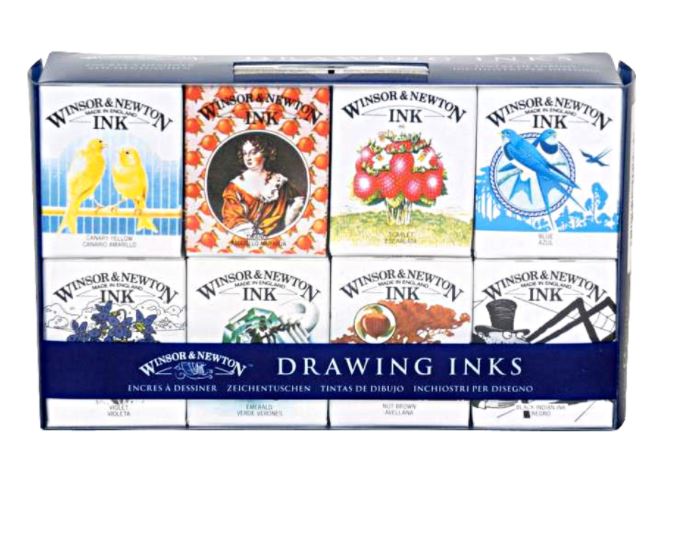 Bộ mực vẽ Winsor Newton, 8 màu, hũ 14ml (bộ Henry/William)