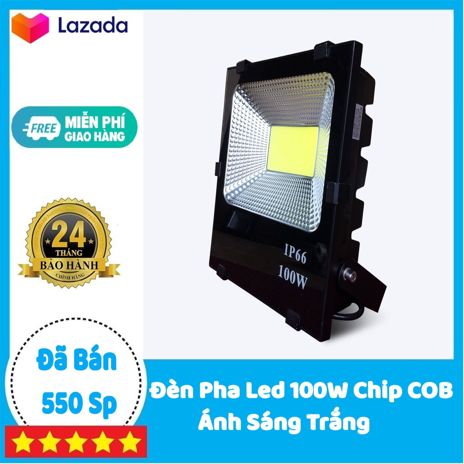 Đèn Pha Led 100W- Ánh Sáng Trắng | Đèn ngoài trời, chống nước Ip66 | BẢO HÀNH 12 THÁNG