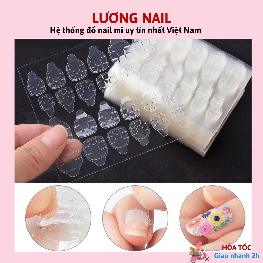 Miếng keo dán móng giả nail box bằng silicon bộ 24 miếng