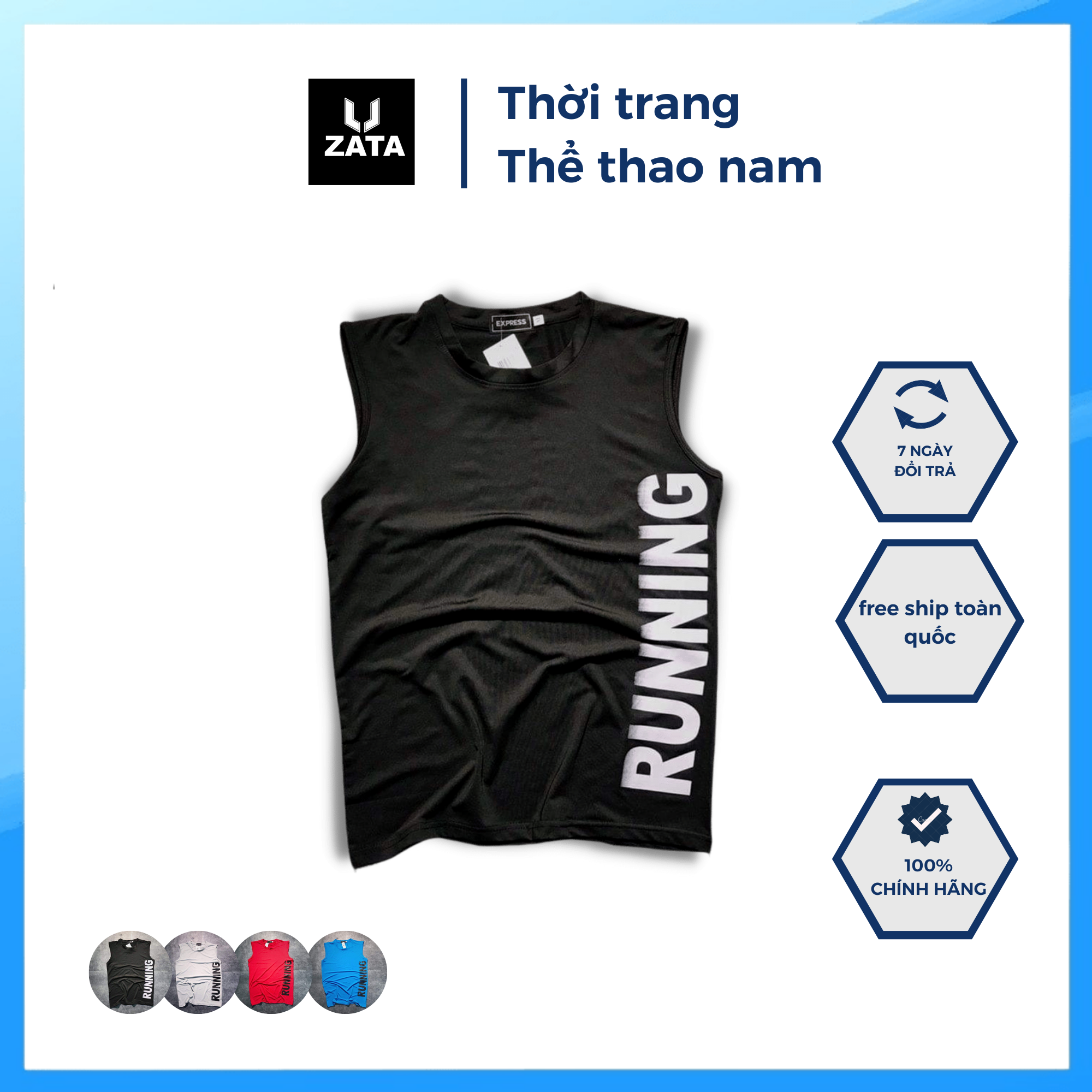Áo sát nách nam - áo thể thao nam sát nách tanktop 5 màu running zata 2022 - s149
