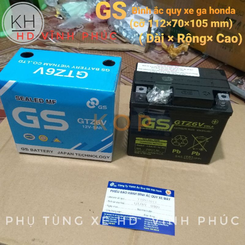Bình ắc quy khô gs gtz6v lắp xe ga honda -8%